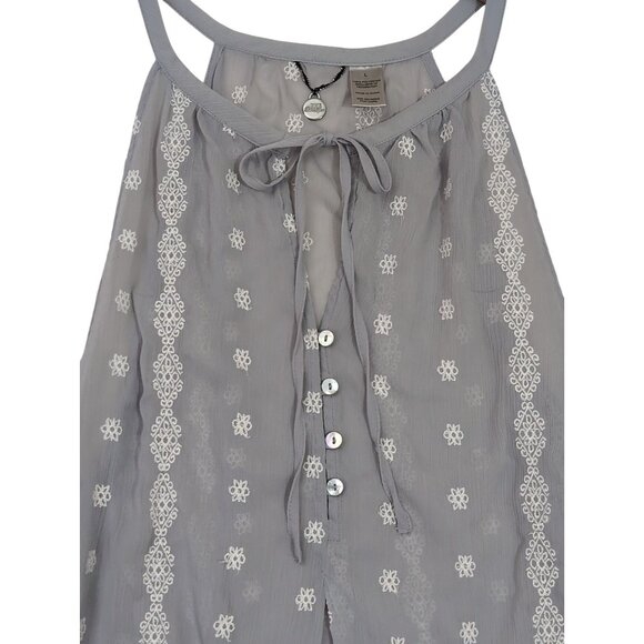 BKE Tank Top Womens L Gray Semi Sheer Embroidered Boho Festival Coastal Cowgirl - Picture 2 of 7